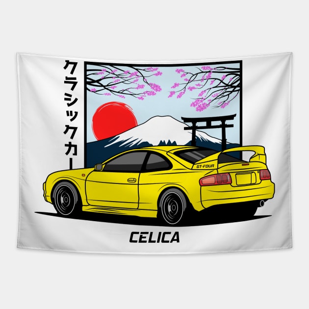 GT4 Yellow Celica GT-Four Tapestry by GoldenTuners