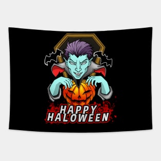 Spooky Vampire Cartoon Happy Halloween Tapestry