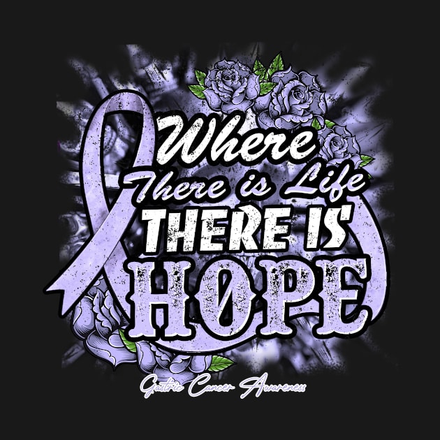 Gastric Cancer Awareness Periwinkle blue Ribbon Floral Where there is life there is hope by Glyndaking568