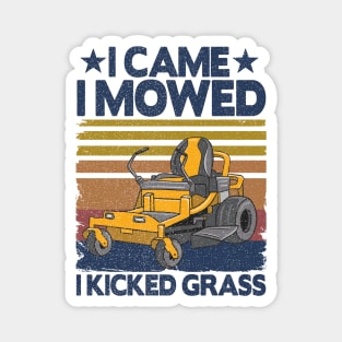 I Came I Mowed Funny Vintage Lawn Mowing Dad Gift Magnet