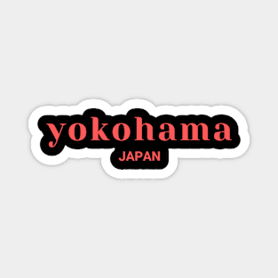 Yokohama Japan Simple Text Red Design Magnet