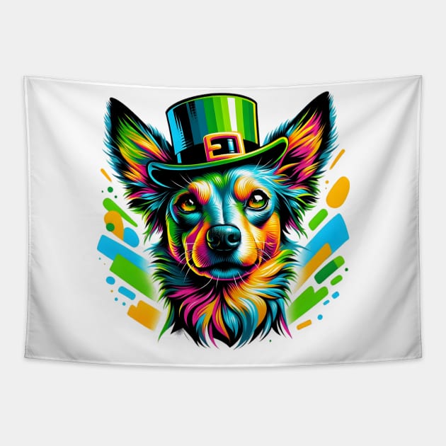 Xoloitzcuintli Enjoys St Patrick's Day in Leprechaun Hat Tapestry by ArtRUs