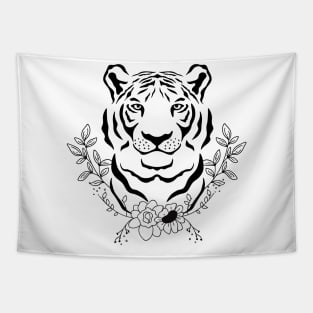 Tiger Face-Floral Tapestry