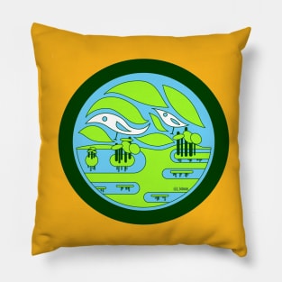 lake wetland creek ecosystem ecopop with sky birds art Pillow