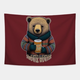 Sweater Weather Beary Comfortable Christmas Bear Tapestry