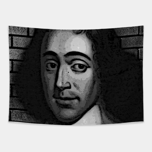 Baruch Spinoza Black And White Portrait | Baruch Spinoza Artwork 2 Tapestry by JustLit