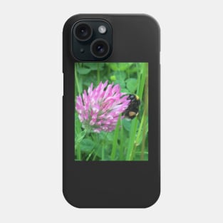 Busy Bumble Bee on a Four Leaf Lucky Clover Phone Case