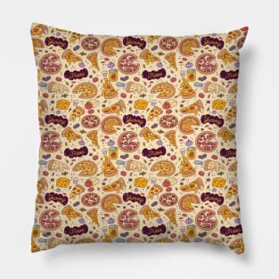 Cute and tasty cartoon pizza pattern 01 Pillow