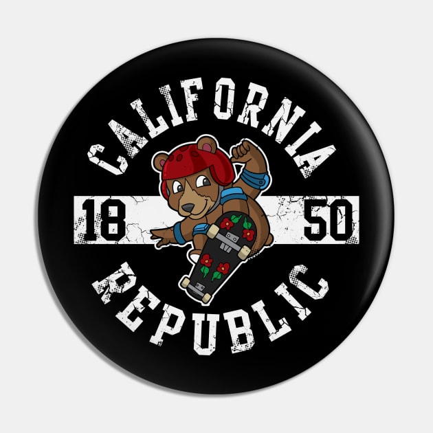 California Republic Bear Skater Skateboard Pin by E