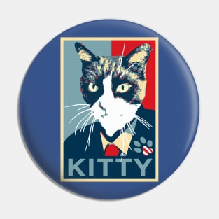 Cat running for president (Obama Hope logo) Pin