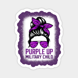 Purple up for military kids Messy bun Military child Month Magnet