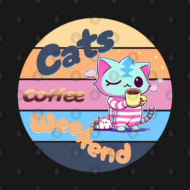 Cats coffee weekend Cute Design V2 by Family journey with God