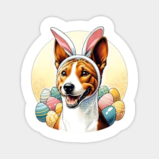 Basenji with Bunny Ears Celebrates Easter Festivities Magnet