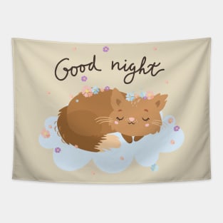 Good Night Cat Tapestry