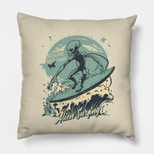 Alien surfing 88090 Pillow