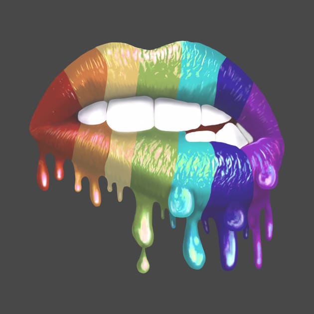 Rainbow Dripping Lips by ColorFlowCreations