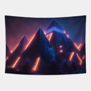 Cyberpunk Pyramids Tapestry