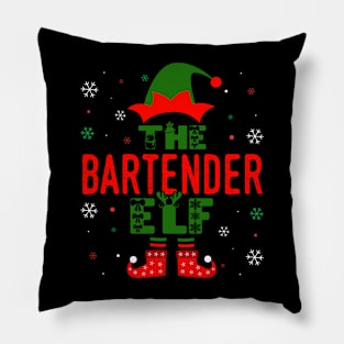 Family Christmas Matching Squad Outfit Elf Funny Bartender Pillow