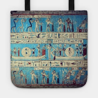 Egyptian goddess and gods, hieroglyphics, ancient fresco Tote