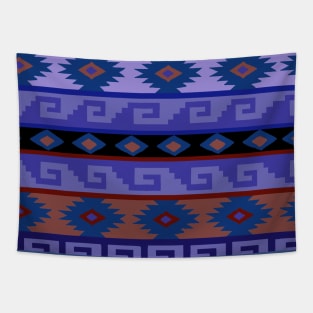 Southwest Tribal Graphic Design - Blue Rust Tapestry