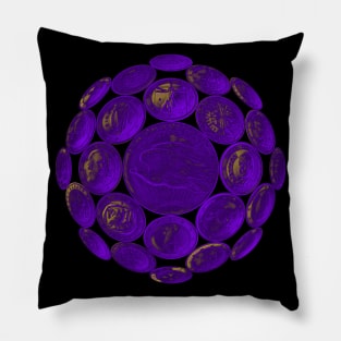 Purple USA Twenty Dollars Coin - Surrounded by other Coins on a Ball Pillow