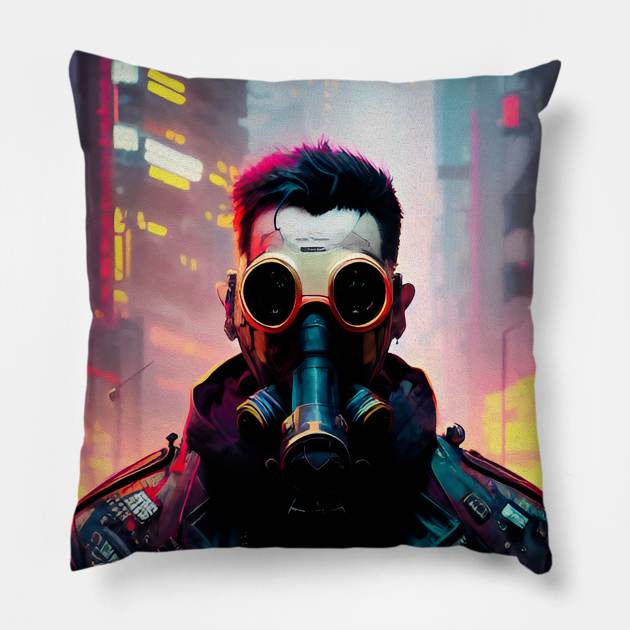 Abstract Cyberpunk Man Pillow by Voodoo Production