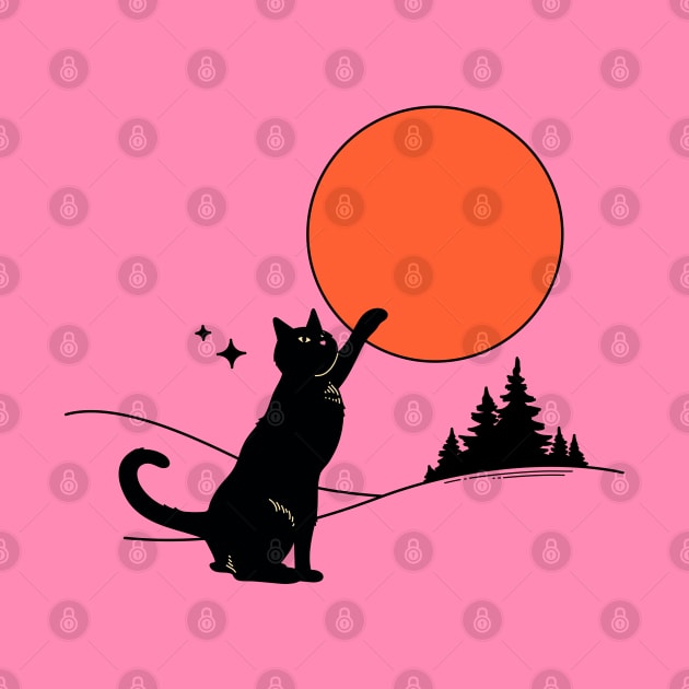 Cool Sun Black Cat in pink by The Charcoal Cat Co.