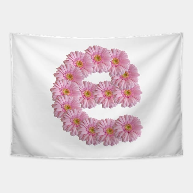 Letter e Pink Gerbera Daisy Tapestry by ellenhenryart