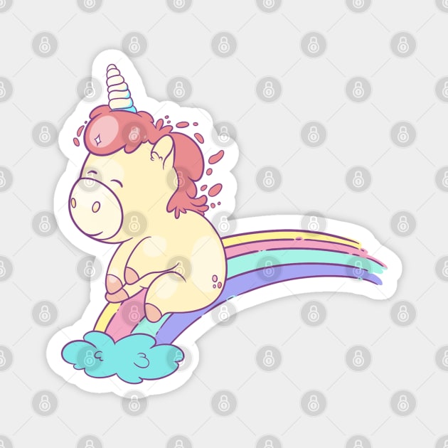 Chubby Unicorn - Sliding down the rainbow Magnet by Hounds_of_Tindalos