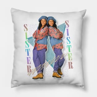 Sister, Sister - 90s Style Fan Design Pillow