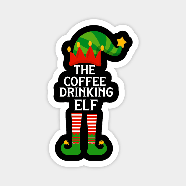 Coffee Drinking Elf Family Matching Christmas Elf Group Gift Magnet by albaley