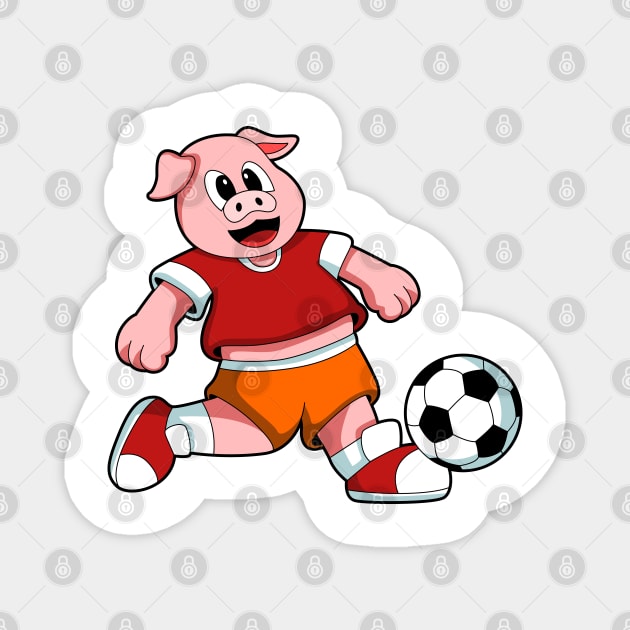 Pig at Sports with Soccer Magnet by Markus Schnabel