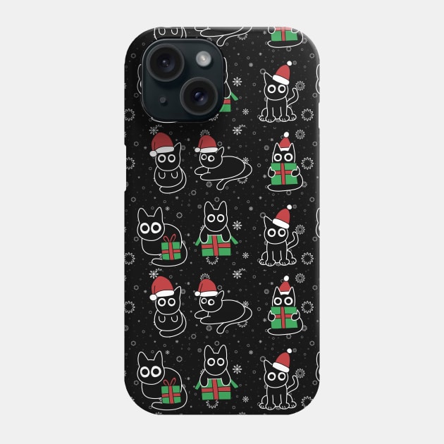 Black Cat Christmas Holidays Phone Case by pako-valor