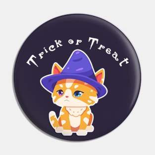 cute chibi witch cat for halloween Pin