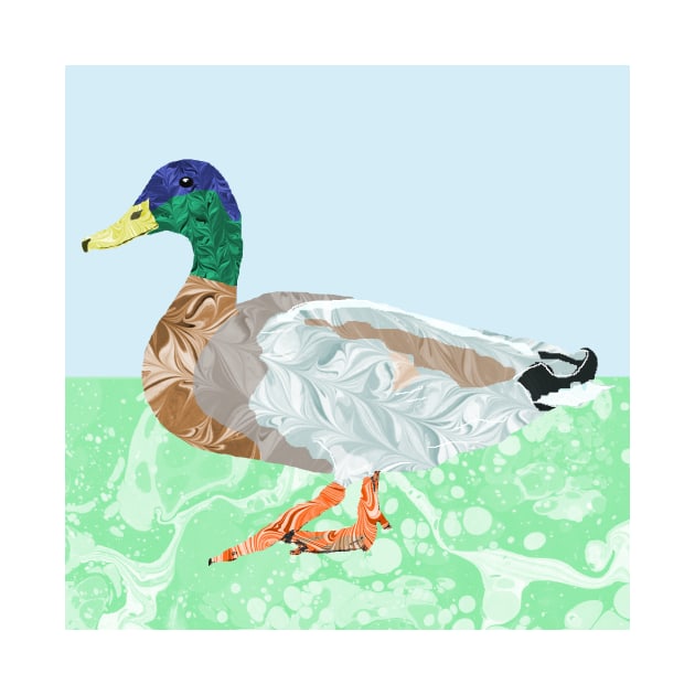 Marbled Paper Mallard Duck by MarbleCloud