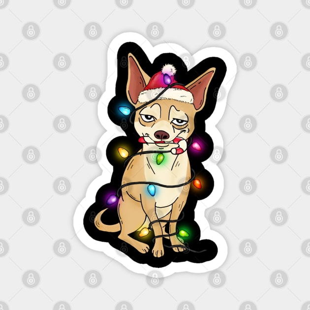 Funny Chihuahua Dog Christmas Lights Magnet by BadDesignCo