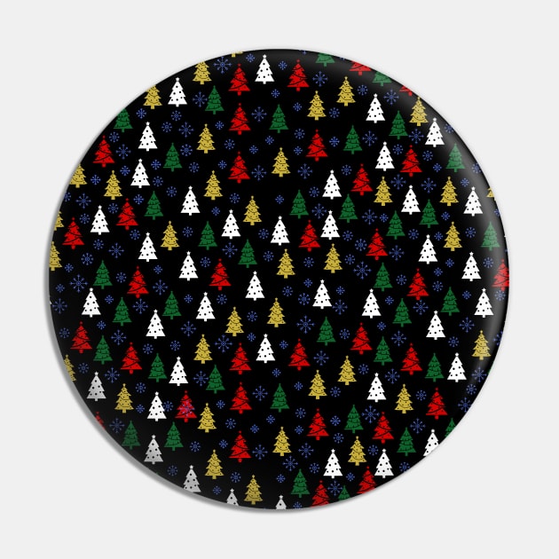 Christmas Tree And Snowflakes Pattern Pin by mikels