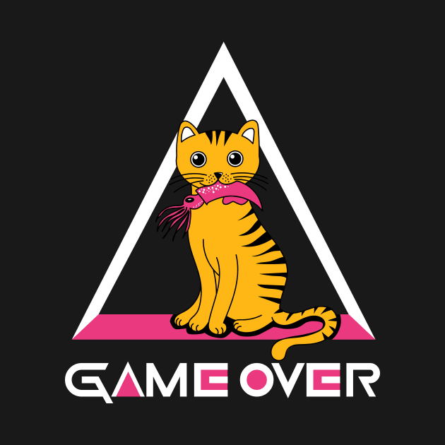 Cat - Game Over Squid White by psigmadesign