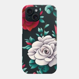 White red roses abstract artwork Phone Case