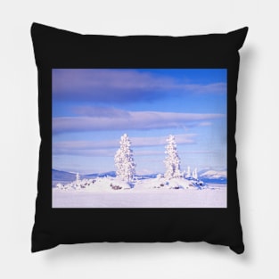 Snowy Honey Moon Island, Tagish Lake, YT, Canada Pillow