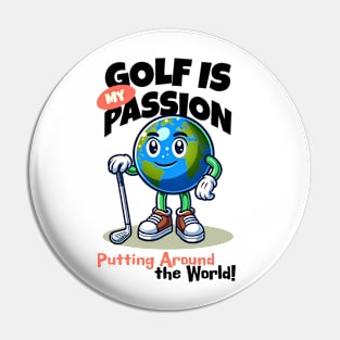 Planet Earth Playing Golf Pin