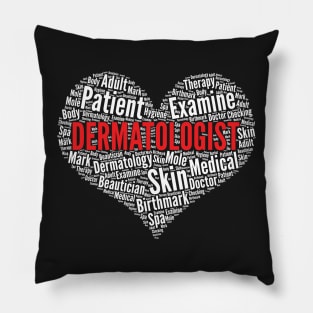 Dermatologist Heart Shape Word Cloud Design Dermatology product Pillow