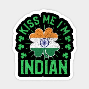 Kiss Me I'M Indian India Flag Shamrock St Patrick'S Day Magnet