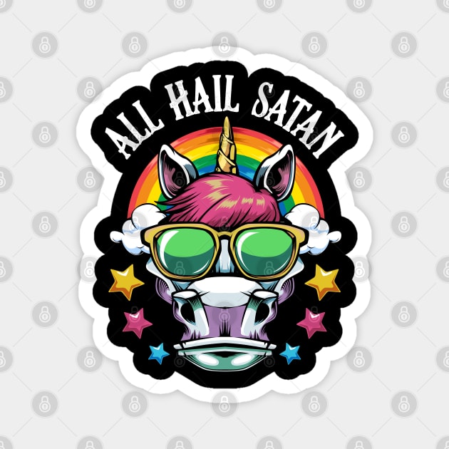 Unicorn - All Hail Satan - Rainbow Magnet by Lumio Gifts