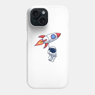 Astronaut Floating With Rocket Balloon Phone Case