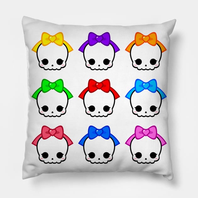 Cute Skulls with Bows Pillow by alien3287