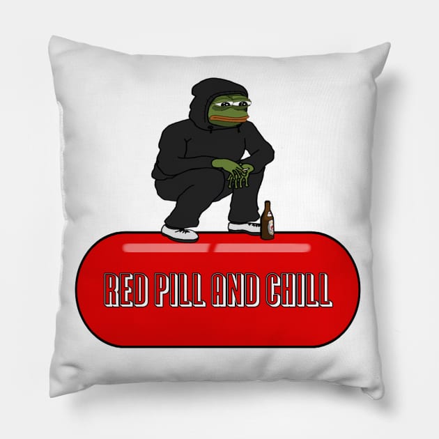 Squatting Pepe Red Pill and Chill Pillow by SquattingSlavTV