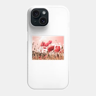 Fresh, wild, red poppies in the field, color photography, delicate flowers image Phone Case