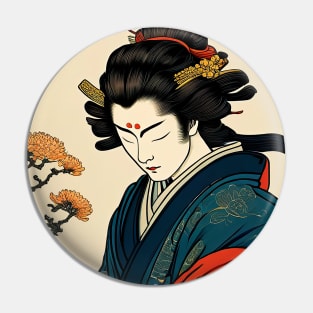 Samurai warrior floral Pin