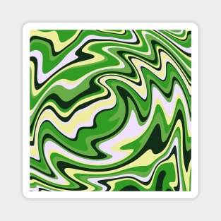 Colorful Liquid Warp Abstract Swirl - Green and Yellow Magnet